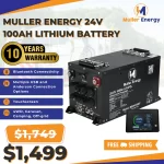 Image of Muller Energy 24V 100Ah Lithium Battery