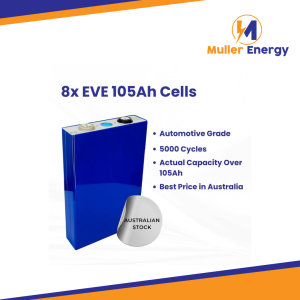 EVE LF105 Grade A Cells – 3.2V LiFePO4 105Ah RV Solar Lithium Battery by Muller Energy